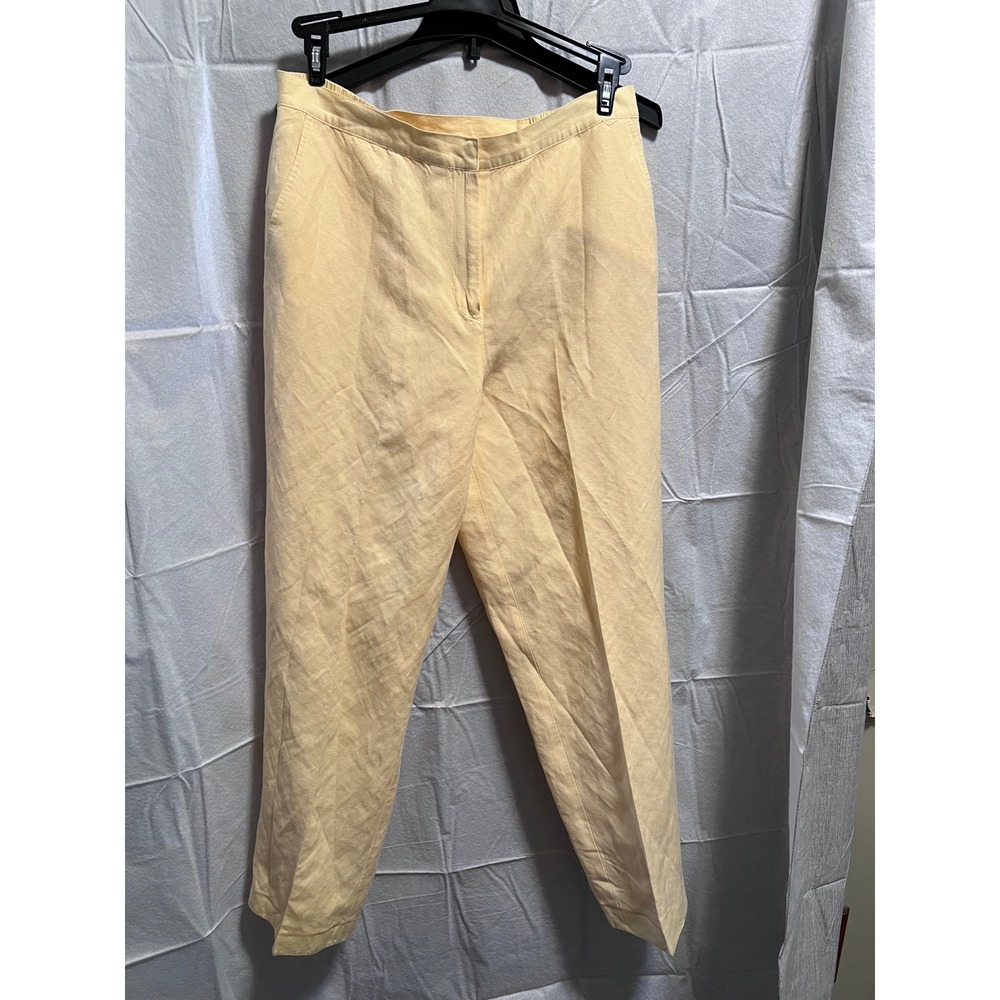 Vintage Ruby Rd. Linen Blend Pants Straight Leg Casual Trousers Yellow‎ Size 12